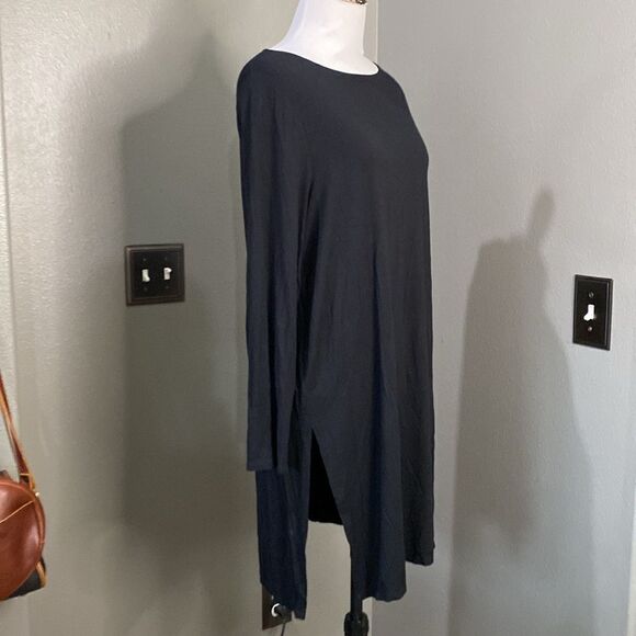 Eileen Fisher Black Fine Jersey Long Top Tunic - Picture 8 of 10
